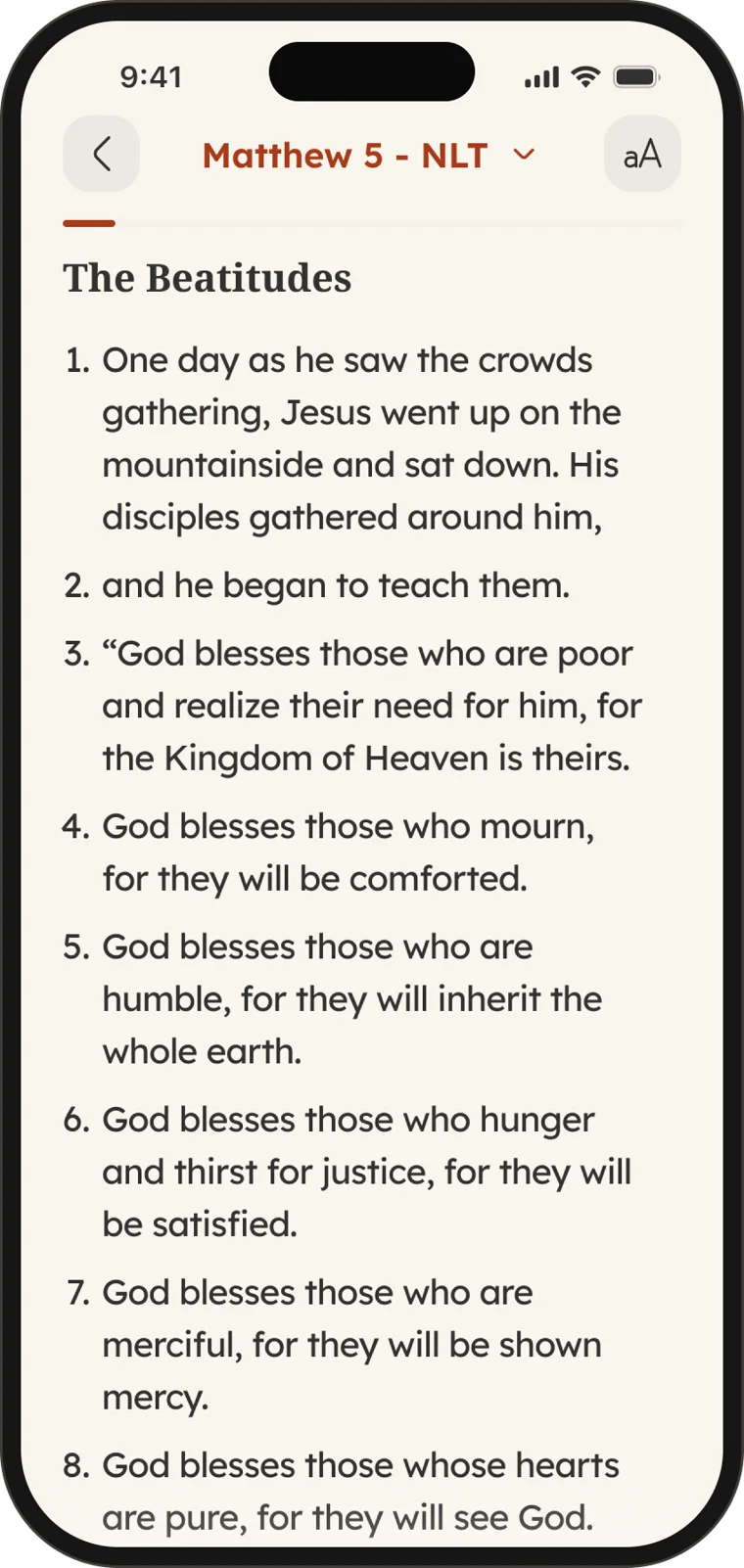 Matthew 5 in the Blessen Bible reader